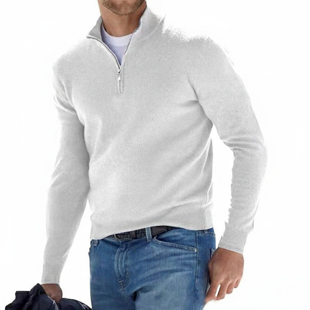 Męski Sweter z Zamkiem Pod Szyją Stylowy i Komfortowy