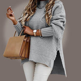 Oversize Sweter z Prążkowanej Dzianiny