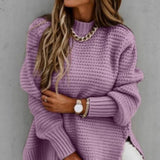 Oversize Sweter z Prążkowanej Dzianiny