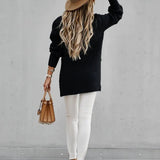 Oversize Sweter z Prążkowanej Dzianiny