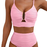 Dwuczęściowy Strój Kąpielowy z Wysokim Stanem i Zamkiem
