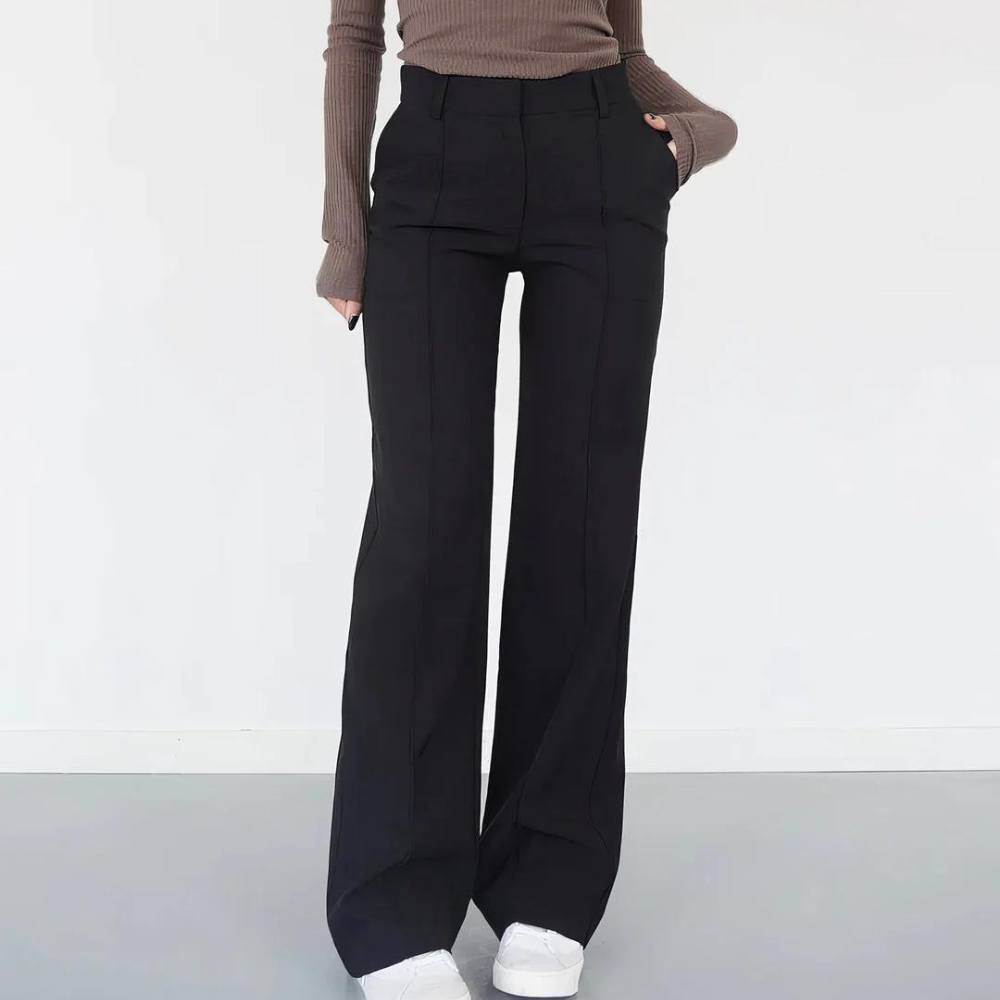 Damskie Spodnie Eleganckie Szerokie Nogawki Wysoki Stan Styl