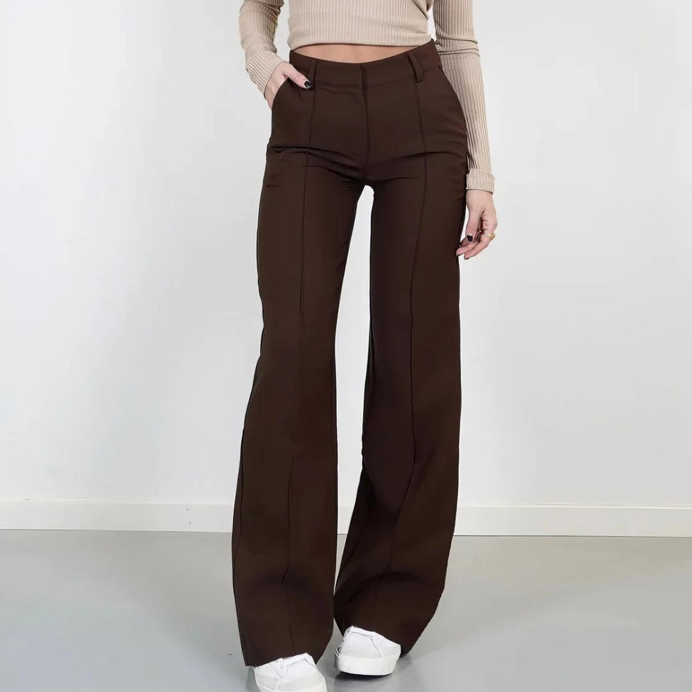 Damskie Spodnie Eleganckie Szerokie Nogawki Wysoki Stan Styl
