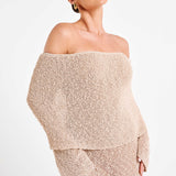 Sukienka Maxi Off Shoulder Dzianinowa