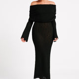 Sukienka Maxi Off Shoulder Dzianinowa