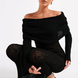 Sukienka Maxi Off Shoulder Dzianinowa