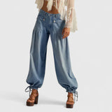 Damskie Jeansy Baggy z Elastycznymi Nogawkami – Luźne Spodnie Denim