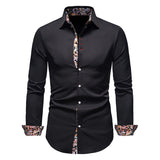 Męska Koszula Elegancka Slim Fit z Kontrastowymi Mankietami