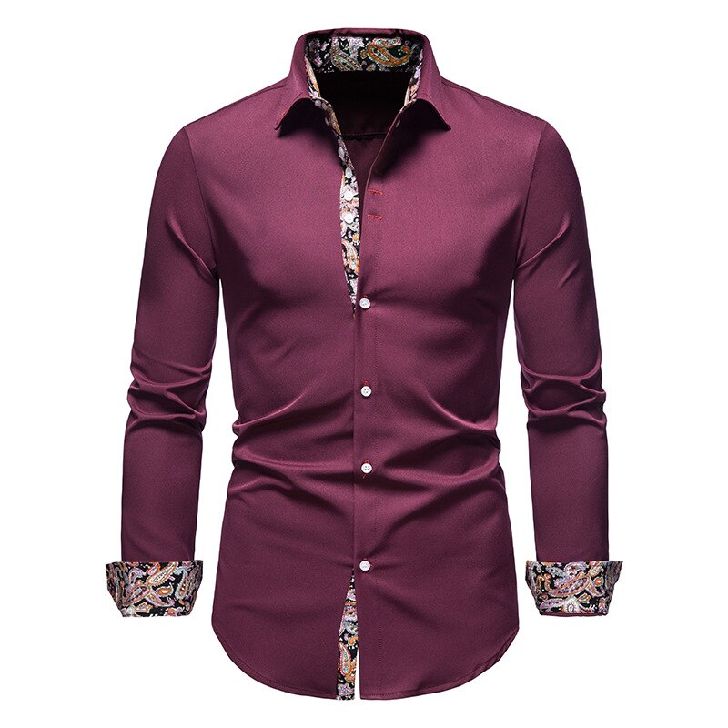 Męska Koszula Elegancka Slim Fit z Kontrastowymi Mankietami