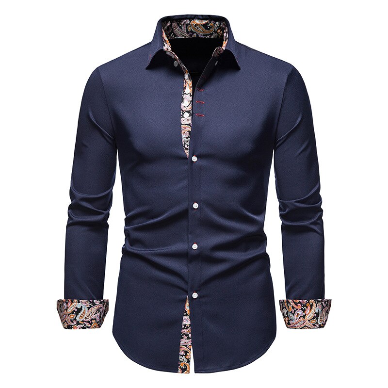 Męska Koszula Elegancka Slim Fit z Kontrastowymi Mankietami