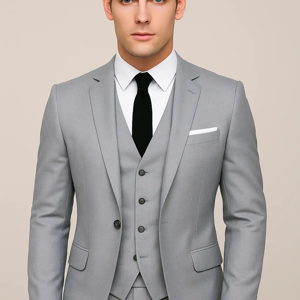 Męski trzyczęściowy garnitur slim fit, jednorzędowy
