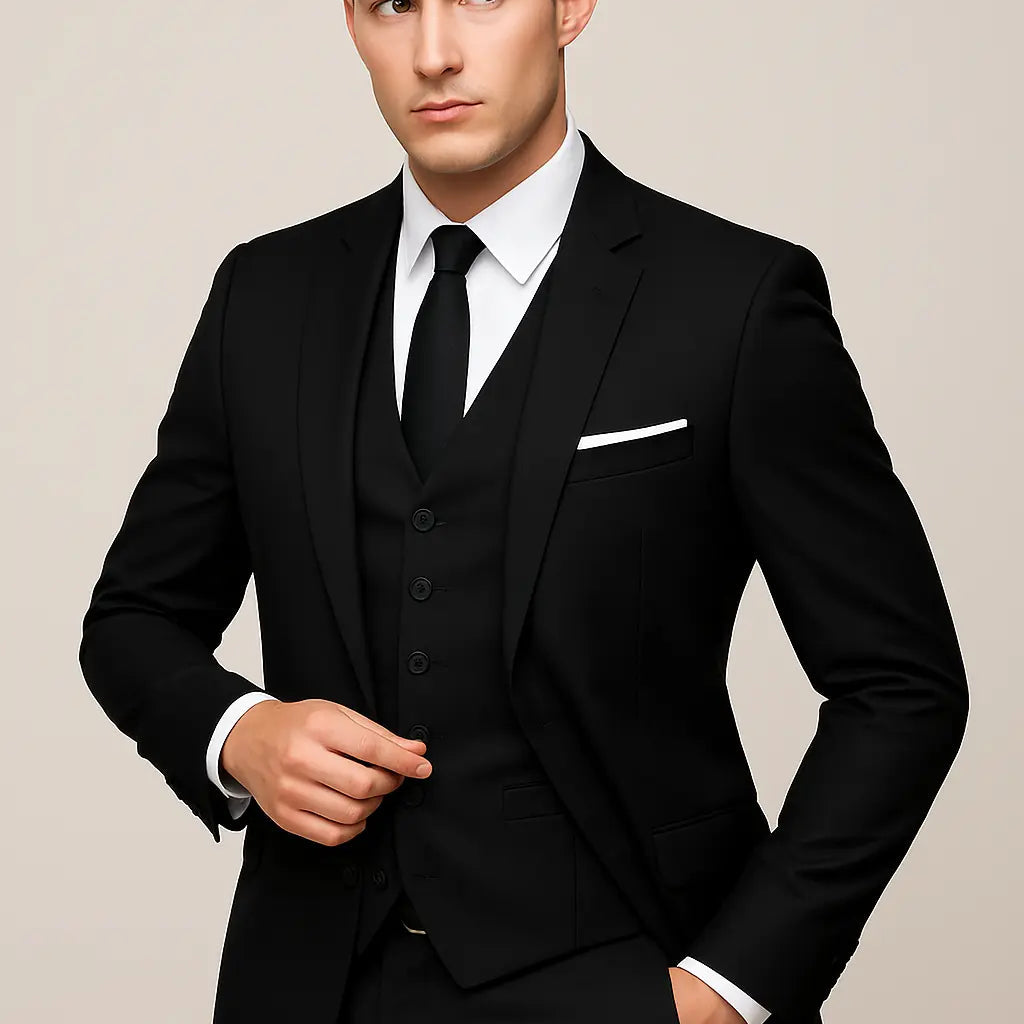 Męski trzyczęściowy garnitur slim fit, jednorzędowy