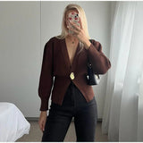 Damska bluzka elegancka kopertowa dopasowana stylowa