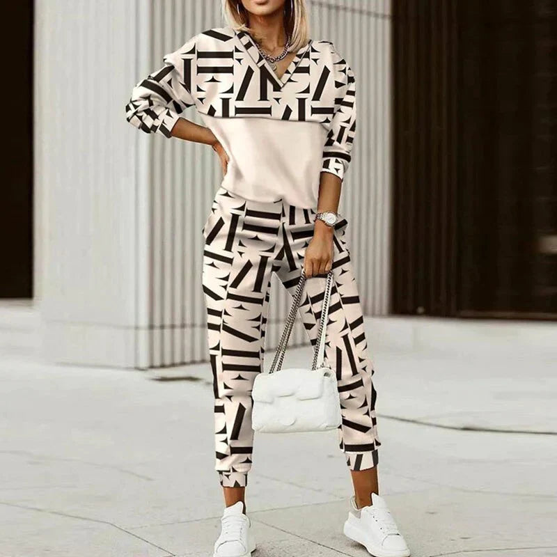 Komplet dresowy wzorzysty stylowy wygodny casual zestaw