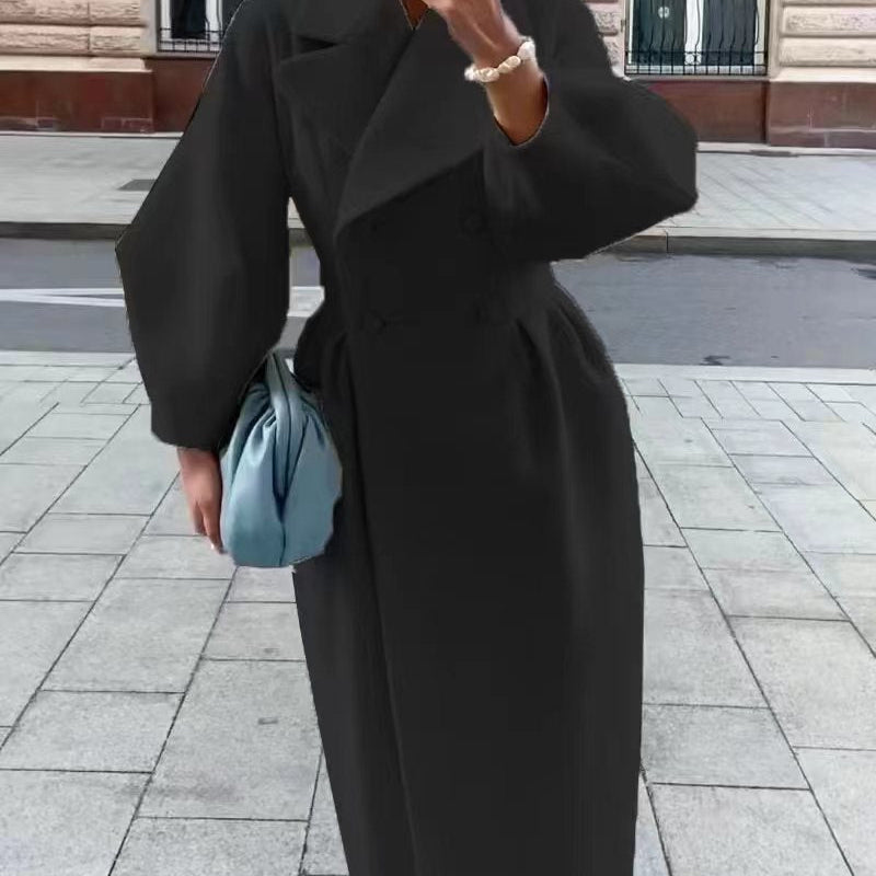 Elegancki płaszcz długi wiązany w talii stylowy klasyczny