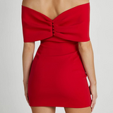 Sukienka Mini Off Shoulder z Marszczeniem