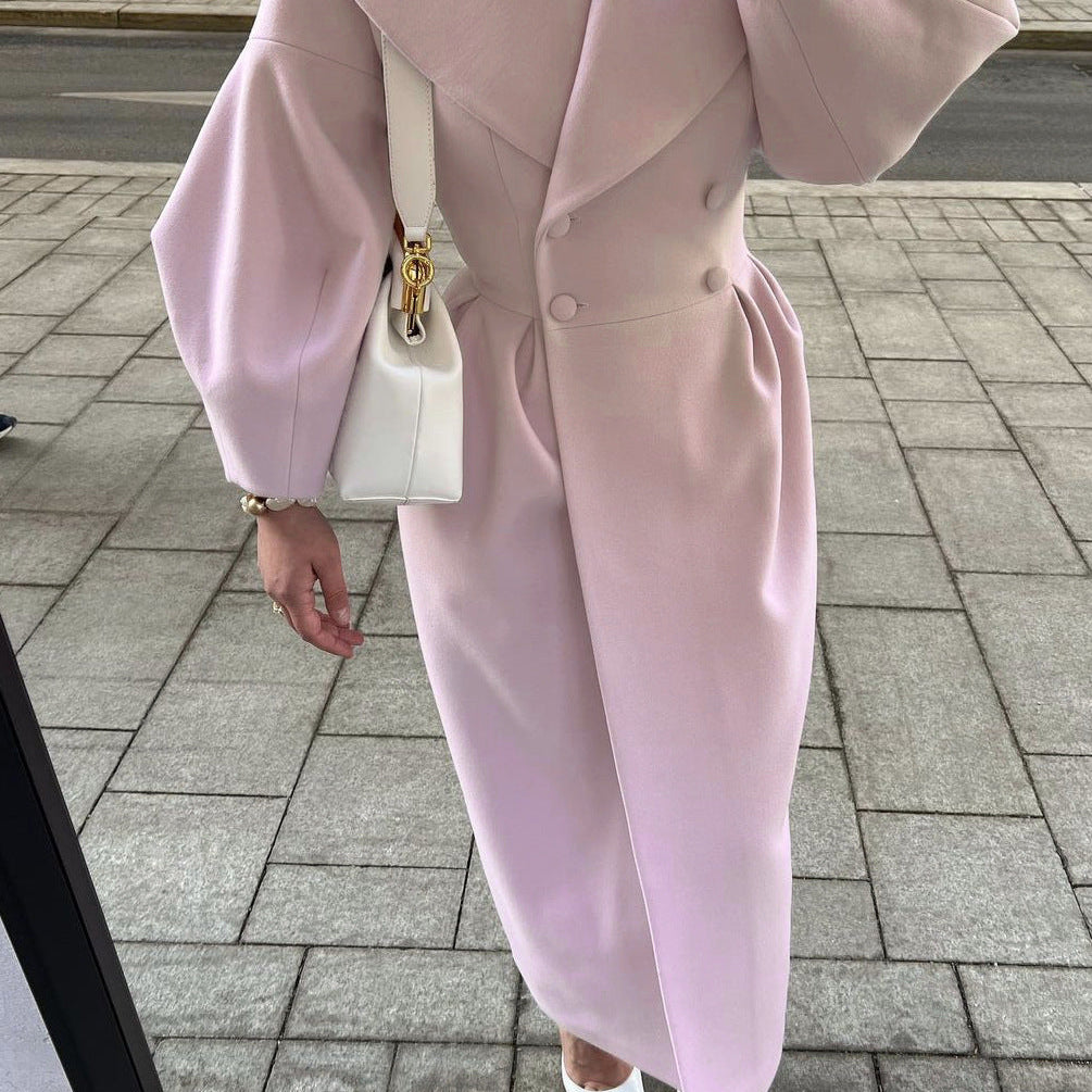Elegancki płaszcz długi wiązany w talii stylowy klasyczny