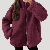 Damska Kurtka Teddy Fleece na Zamek Oversize Ciepła