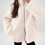 Damska Kurtka Teddy Fleece na Zamek Oversize Ciepła