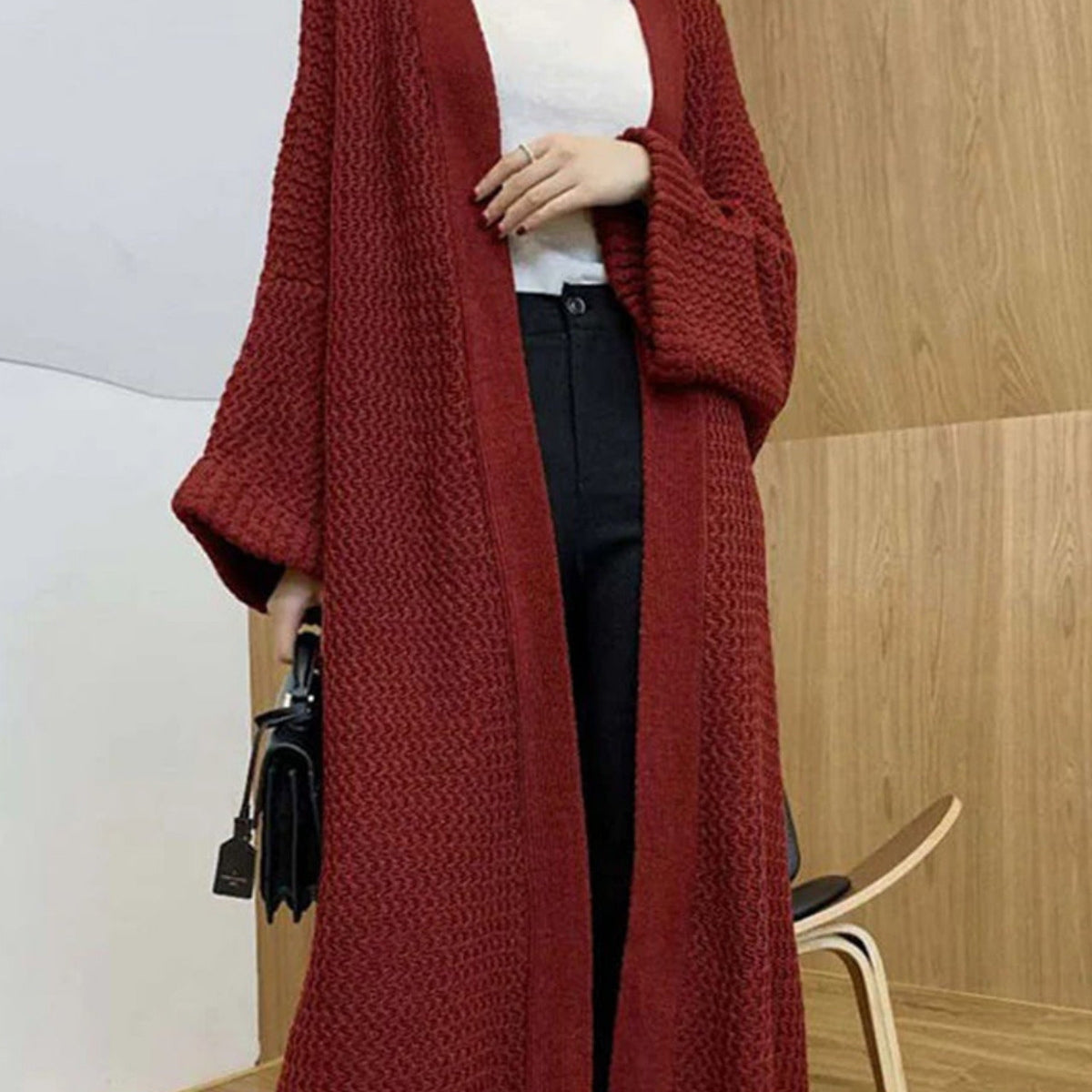 Długi Kardigan Oversize z Miękkiej Dzianiny