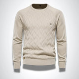 Męski dzianinowy sweter z okrągłym dekoltem, slim fit