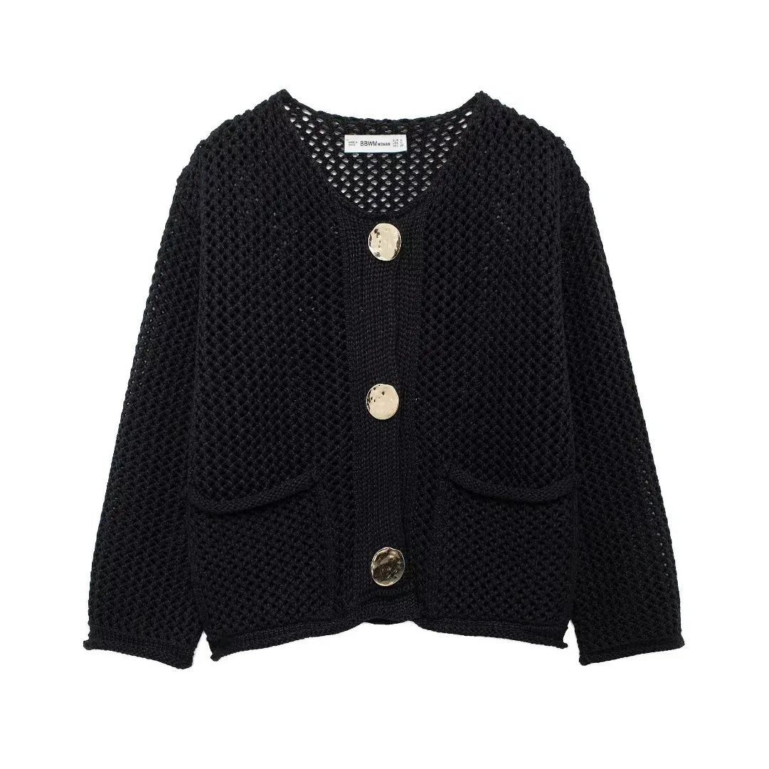 Krótki kardigan zapinany elegancki miękki sweter stylowy