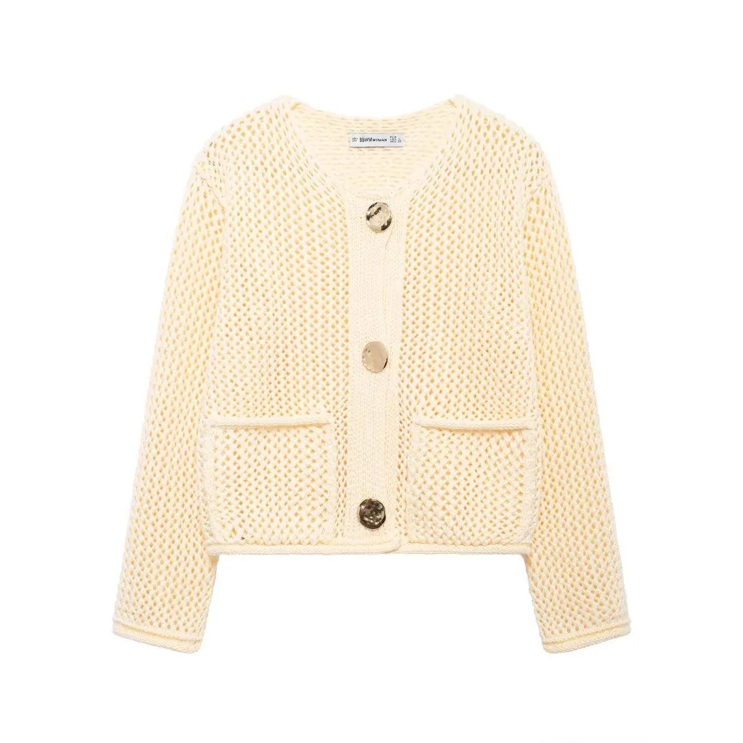 Krótki kardigan zapinany elegancki miękki sweter stylowy