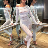 Damski Cekinowy Kombinezon Off Shoulder – Wieczorowy Kombinezon Dopasowany