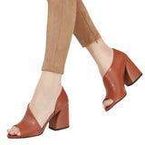 Czółenka na słupku open toe eleganckie wygodne buty
