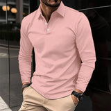 Męska Koszulka Polo Długi Rękaw Slim Fit Nowoczesna Elegancja