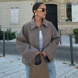 Krótka kurtka oversize elegancka minimalistyczna stylowa casual