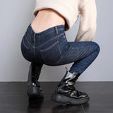 Damskie Jeansy Skinny z Wysokim Stanem – Dopasowane Spodnie Jeansowe