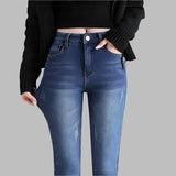 Damskie Jeansy Skinny z Wysokim Stanem – Dopasowane Spodnie Jeansowe