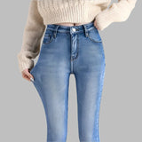 Damskie Jeansy Skinny z Wysokim Stanem – Dopasowane Spodnie Jeansowe