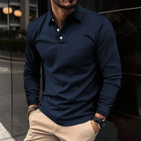 Męska Koszulka Polo Długi Rękaw Slim Fit Nowoczesna Elegancja