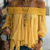 Bluzka Damska Boho Off Shoulder Zwiewna Falbaniasta Lekka i Stylowa