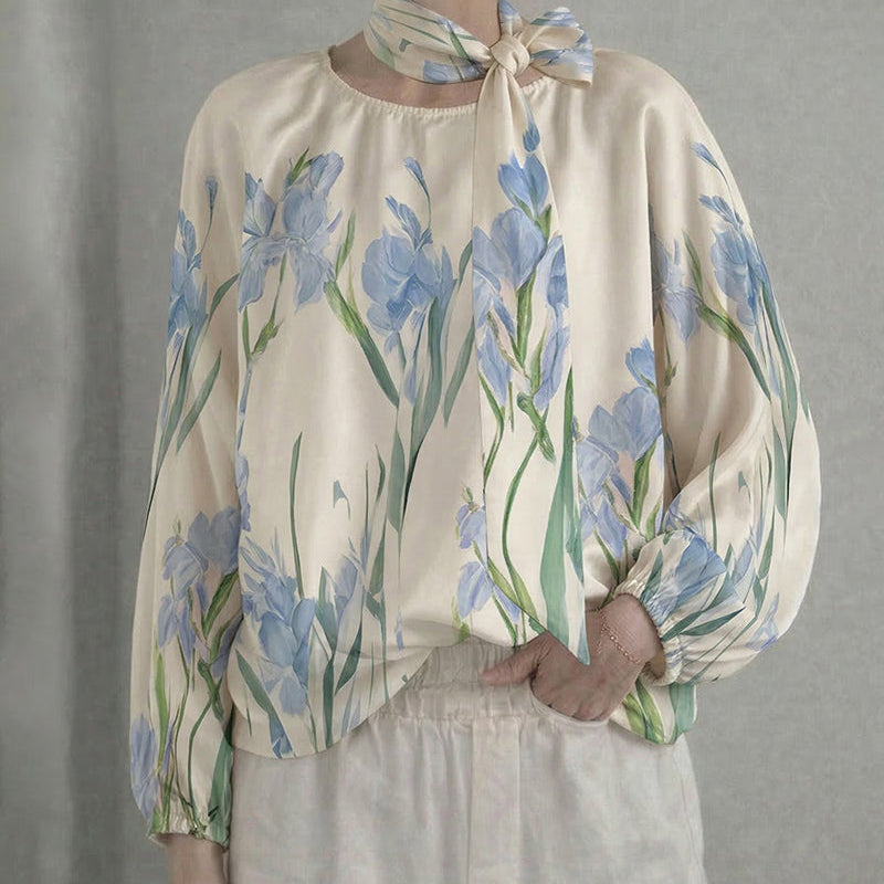 Elegancka Bluzka Damska z Kokardą Luźna Lekka Stylowa