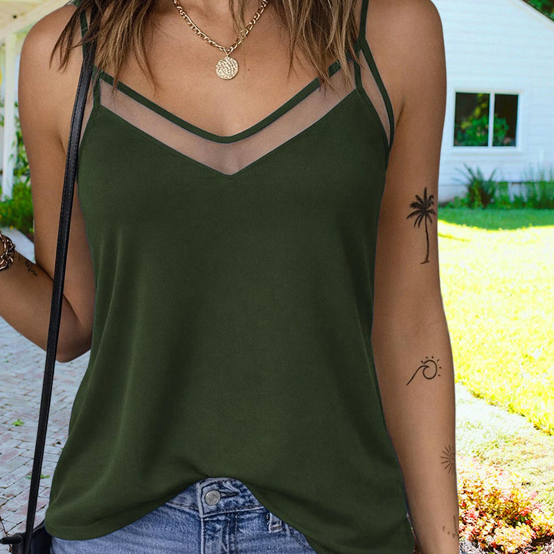 Top Damski Na Ramiączkach V Neck Lekki Letni Casual