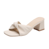 Damskie Klapki na Obcasie Eleganckie Letnie Sandały