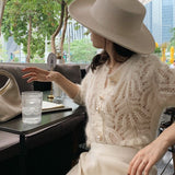 Elegancki kardigan koronkowy zapinany lekki stylowy sweter