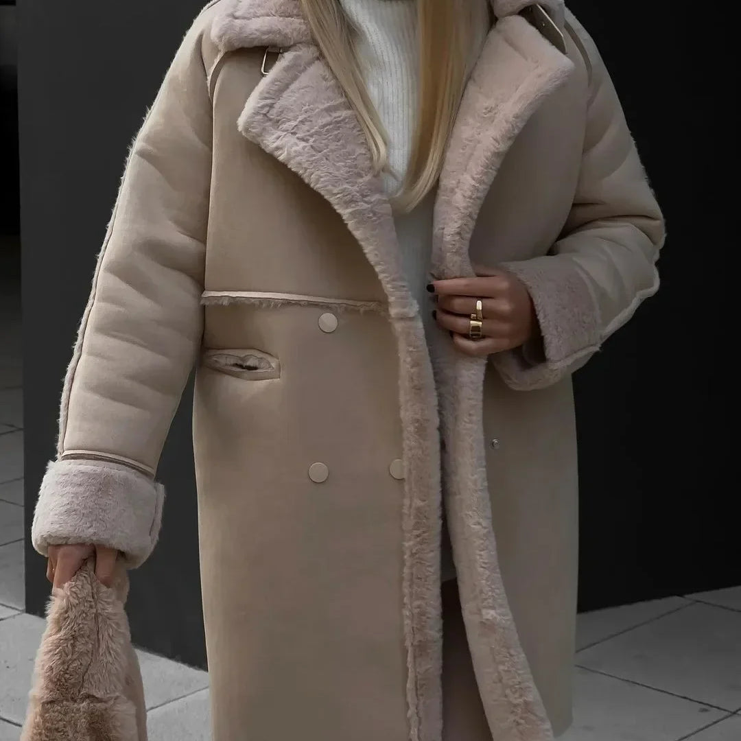 Damski płaszcz zimowy oversize elegancki ciepły klasyczny