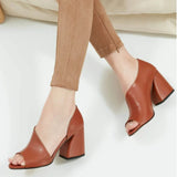 Czółenka na słupku open toe eleganckie wygodne buty