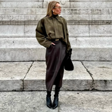 Damska kurtka zamszowa oversize elegancka casualowa modna