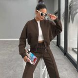 Komplet Casual Bluza i Spodnie z Wysokim Stanem