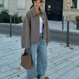 Krótka kurtka oversize elegancka minimalistyczna stylowa casual