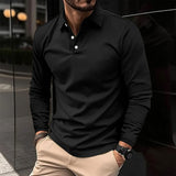 Męska Koszulka Polo Długi Rękaw Slim Fit Nowoczesna Elegancja