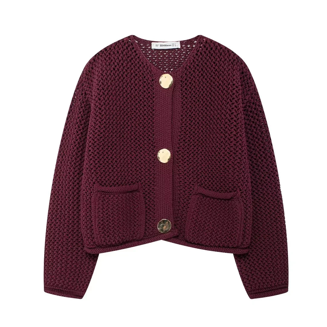 Krótki kardigan zapinany elegancki miękki sweter stylowy