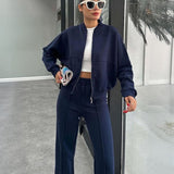 Komplet Casual Bluza i Spodnie z Wysokim Stanem