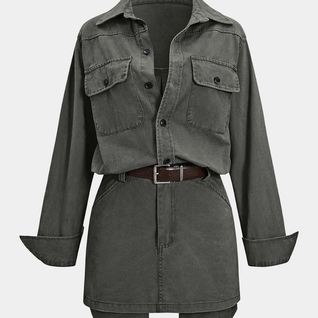 Sukienka koszulowa mini z paskiem elegancka stylowa casual