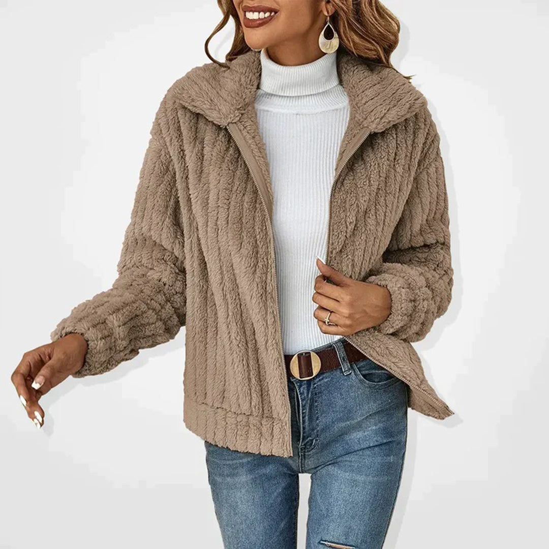 Damski sweter rozpinany z kołnierzem ciepły casual stylowy
